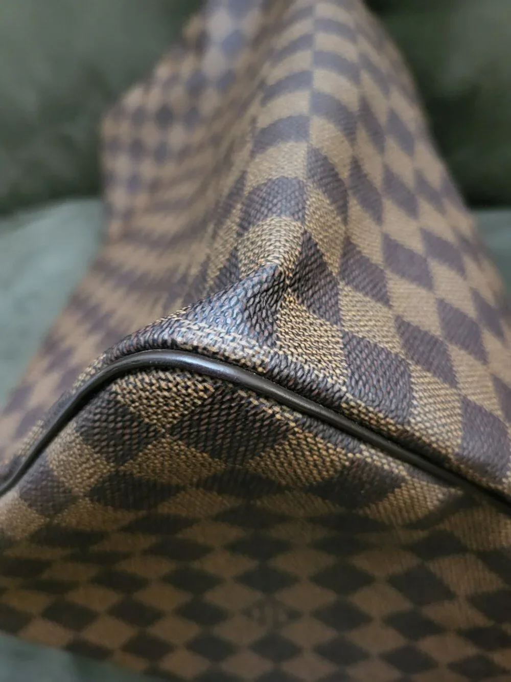 NEVER USED Louis Vuitton Speedy Duffle 35 Brown Canvas Damier Ebene w/ strap